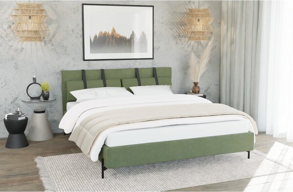 Zelená čalouněná dvoulůžková postel s roštem 180x200 cm Tulsa – Ropez