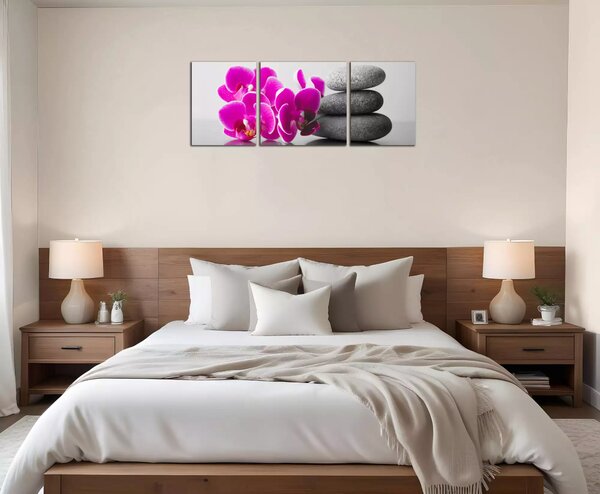 Obraz na plátně Orchideje se zen kameny