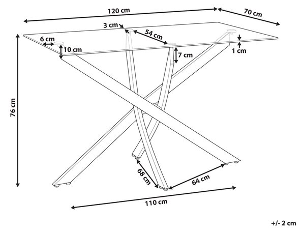 Jídelní stůl MARAMO Zlatá 120 cm 70 cm Bezpečnostní sklo