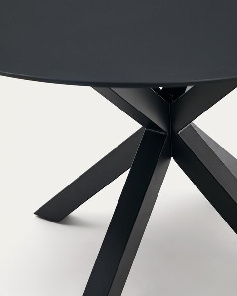 Černý kulatý jídelní stůl se skleněnou deskou ø 150 cm Argo – Kave Home