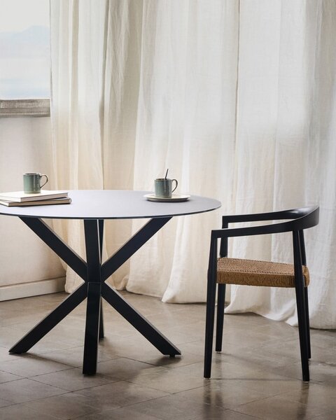Černý kulatý jídelní stůl se skleněnou deskou ø 120 cm Argo – Kave Home