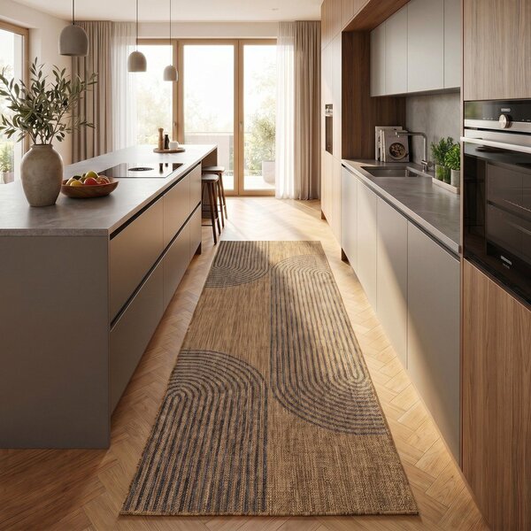 Černý/hnědý vnitřní a venkovní běhoun 80x250 cm Mira 1453 – Ayyildiz Carpets
