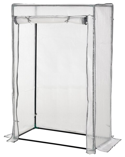 Zelená domácí skleník Outsunny s PE mřížkou, dveřmi, zimní fóliový skleník z oceli, skleník pro balkon, zahradu, skleník pro rajčata 100 x 50 x 150 cm