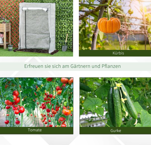 Zelená domácí skleník Outsunny s PE mřížkou, dveřmi, zimní fóliový skleník z oceli, skleník pro balkon, zahradu, skleník pro rajčata 100 x 50 x 150 cm