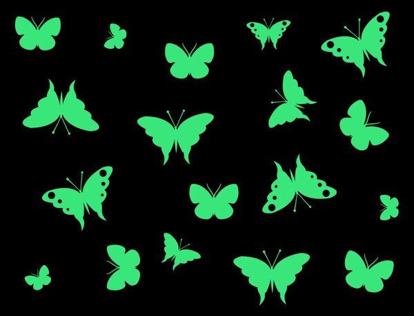 Motýli extra svítící 18 ks arch 20 x 20 cm