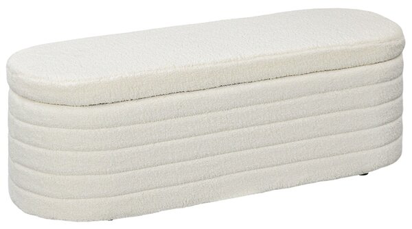 HOMCOM Čalouněná otomanská lavička s úložným prostorem, vzhled teddy fleece, lavička s dřevěnými nohami, úložná lavička do ložnice, obýváku, chodby, 1