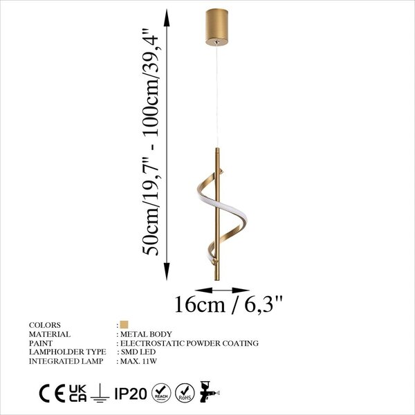 LED závěsné svítidlo ve zlaté barvě ø 16 cm Likma – Opviq lights