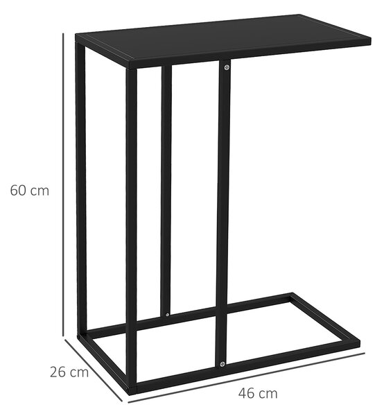 HOMCOM C-Shape konferenční stolek, koncový stolek se železným rámem, stůl na laptop, stůl do obývacího pokoje pro ložnici, kancelář, černá, 46 x 26 x