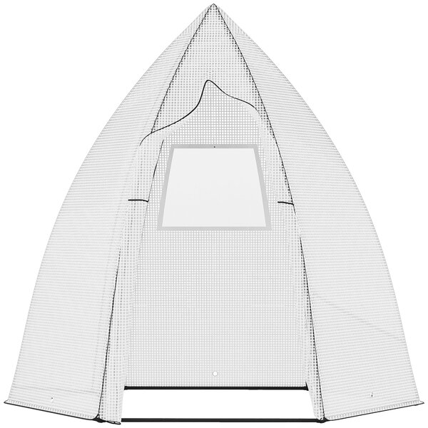 Outsunny Mini Skleník Pro Zimování Rostlin s Rolovacím Dveřmi – Zahrada Balkon Zimní Ochrana Bílý 160 x 140 x 180 cm | Aosom