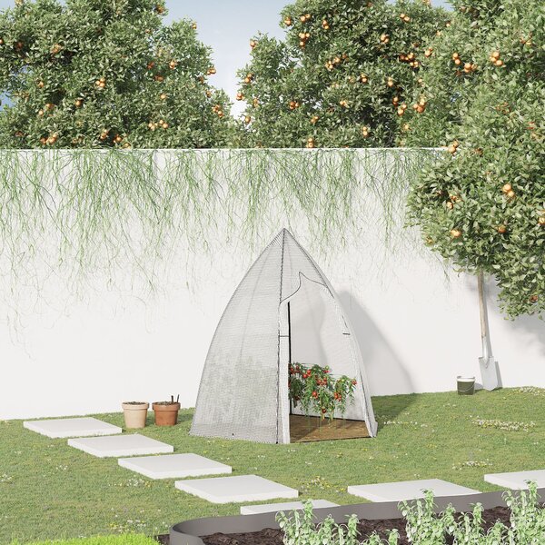 Outsunny Mini Skleník Pro Zimování Rostlin s Rolovacím Dveřmi – Zahrada Balkon Zimní Ochrana Bílý 160 x 140 x 180 cm | Aosom