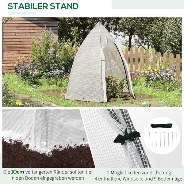 Outsunny Mini Skleník Pro Zimování Rostlin s Rolovacím Dveřmi – Zahrada Balkon Zimní Ochrana Bílý 160 x 140 x 180 cm | Aosom