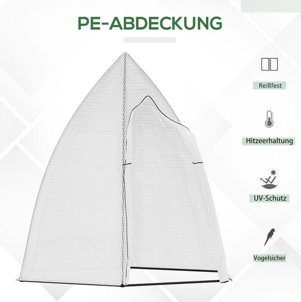 Outsunny Mini Skleník Pro Zimování Rostlin s Rolovacím Dveřmi – Zahrada Balkon Zimní Ochrana Bílý 160 x 140 x 180 cm | Aosom