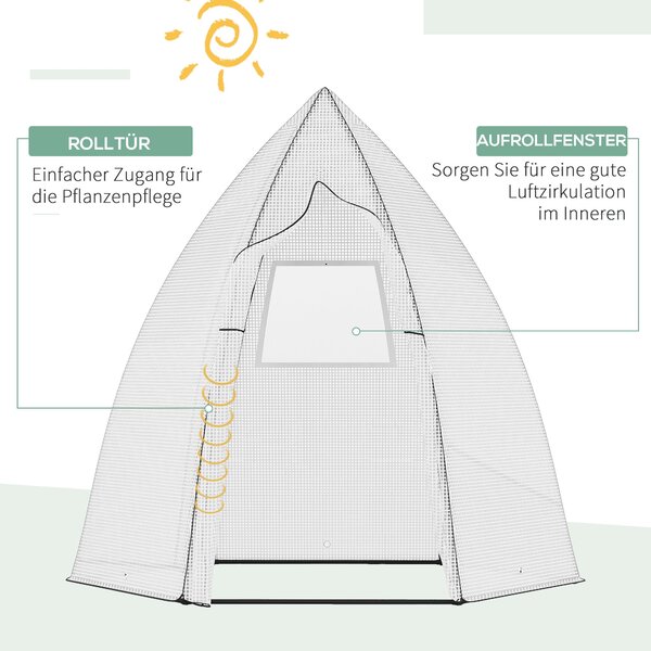 Outsunny Mini Skleník Pro Zimování Rostlin s Rolovacím Dveřmi – Zahrada Balkon Zimní Ochrana Bílý 160 x 140 x 180 cm | Aosom