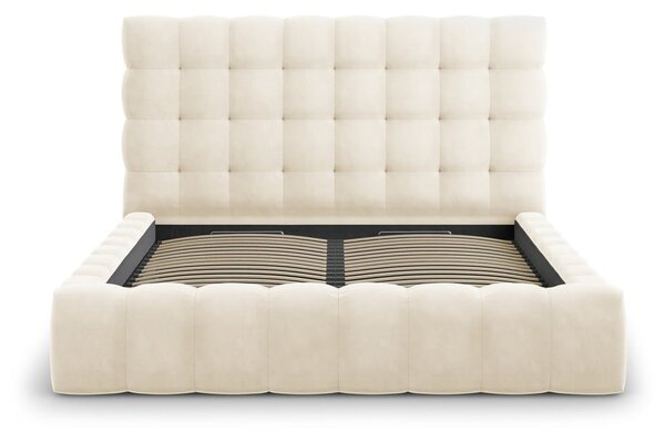 Béžová čalouněná dvoulůžková postel s úložným prostorem s roštem 200x200 cm Bali – Cosmopolitan Design