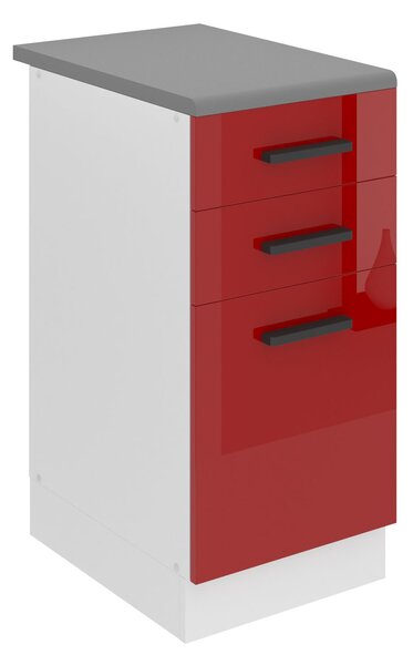Kuchyňská skříňka Belini Premium Full Version spodní se zásuvkami 40 cm červený lesk s pracovní deskou