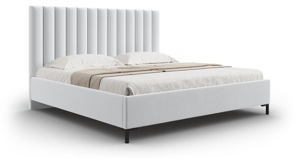 Světle šedá čalouněná dvoulůžková postel s úložným prostorem s roštem 180x200 cm Casey – Mazzini Beds