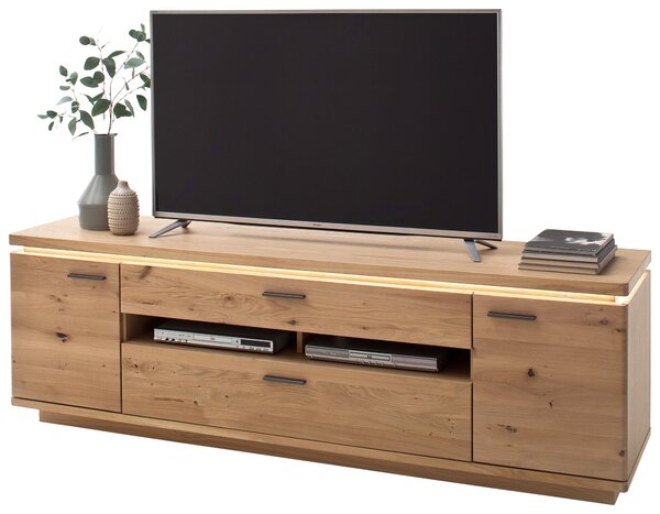 KOMODA POD TELEVIZI, trámový dub, dub bianco, 210/68/50 cm Linea Natura - Komody z masivu