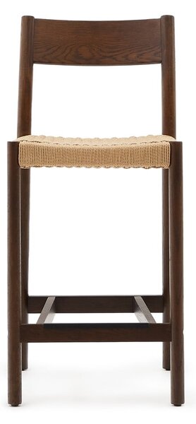 Hnědá/v přírodní barvě barová židle z dubového dřeva (výška sedáku 65 cm) Yalia – Kave Home