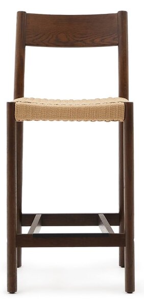 Hnědá/v přírodní barvě barová židle z dubového dřeva (výška sedáku 65 cm) Yalia – Kave Home