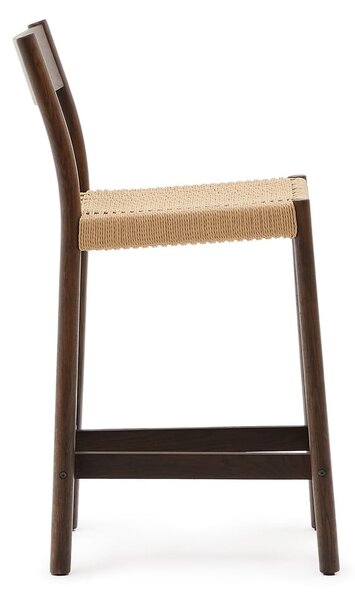 Hnědá/v přírodní barvě barová židle z dubového dřeva (výška sedáku 65 cm) Yalia – Kave Home
