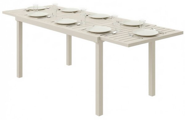 Outsunny rozkládací zahradní jídelní stůl — 150/225 × 85 × 75 cm, hliníková lamelová deska, pro 6–8 osob | Aosom