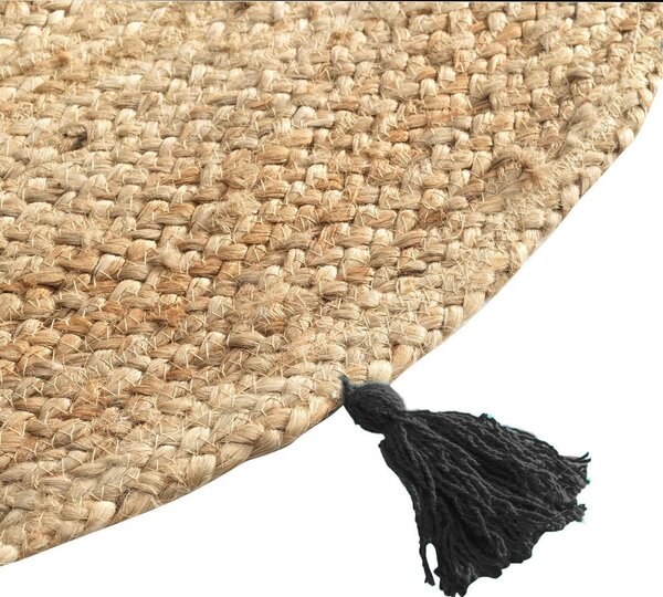 Kulatý koberec v černo-přírodní barvě ø 120 cm Shira – douceur d'intérieur
