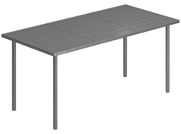 Outsunny venkovní jídelní stůl 165 × 80 cm pro 6 osob — laťová kovová deska, práškově lakovaný ocelový rám, odolný vůči povětrnostním vlivům | Aosom