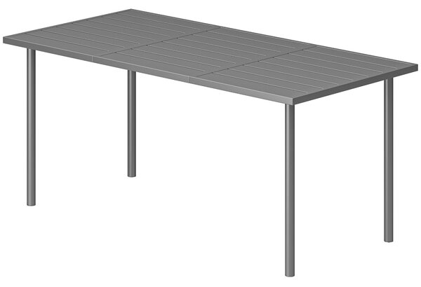 Outsunny venkovní jídelní stůl 165 × 80 cm pro 6 osob — laťová kovová deska, práškově lakovaný ocelový rám, odolný vůči povětrnostním vlivům | Aosom