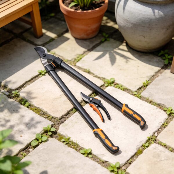 Outsunny 2dílná sada zahradního nářadí — štípací nůžky 69,6 cm a zahradní nůžky, měkké rukojeti, pojistka, oranžová | Aosom