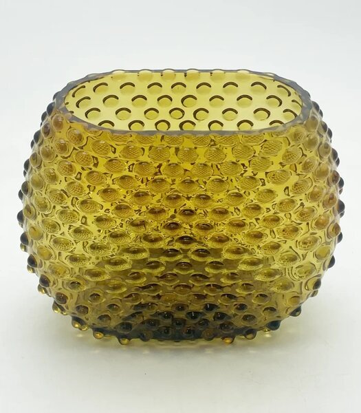 Sklárna Častolovice - Váza 15cm - Hobnail - Ananas - zelenohnědá