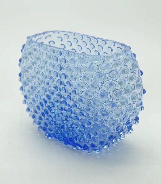 Sklárna Častolovice - Váza 15cm - Hobnail - Ananas - světlejší modrá