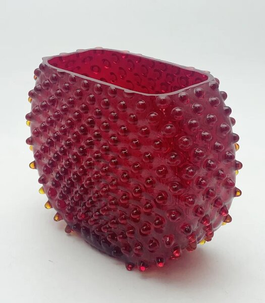 Sklárna Častolovice - Váza 15cm - Hobnail - Ananas - granát