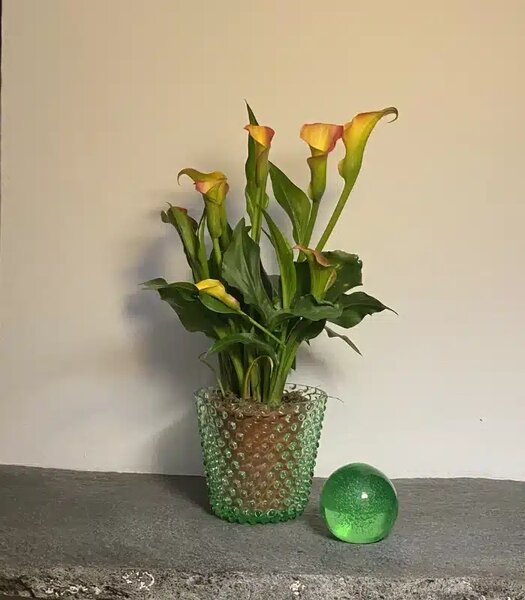 Sklárna Častolovice - Váza,Svícen,Květináč,Mísa 16cm - Hobnail – Ananas - uranová zeleň
