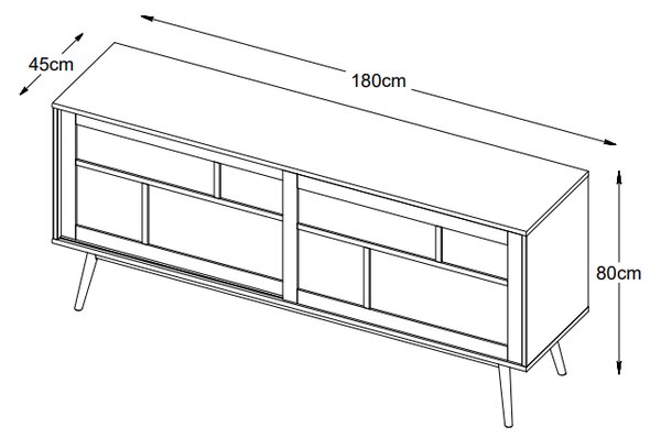 Designová komoda Tallys 180 cm kouřový dub