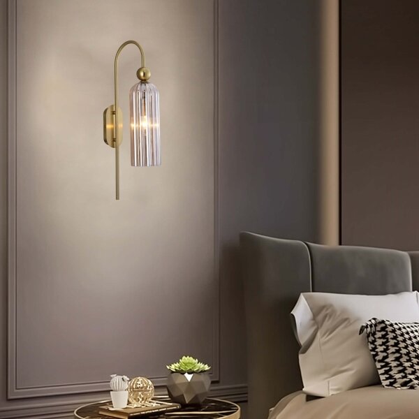 Nástěnná lampa PIEGA 1xE14/40W/230V mosaz/kouřová béžová