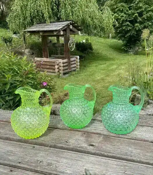 Sklárna Častolovice - Džbán 1l - Hobnail – Ananas – uranová žluť