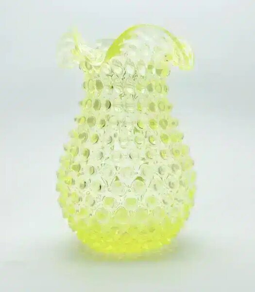 Sklárna Častolovice - Váza 21cm - Hobnail – Ananas – uranová žluť