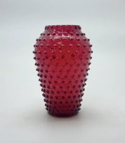 Sklárna Častolovice - Váza 21cm – Hobnail – Ananas – granát