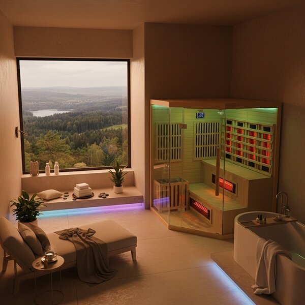 BPS-koupelny Kombinovaná sauna 2v1 HYD-7524 - Infrasauna + finská sauna 150x150, 4-5 osob