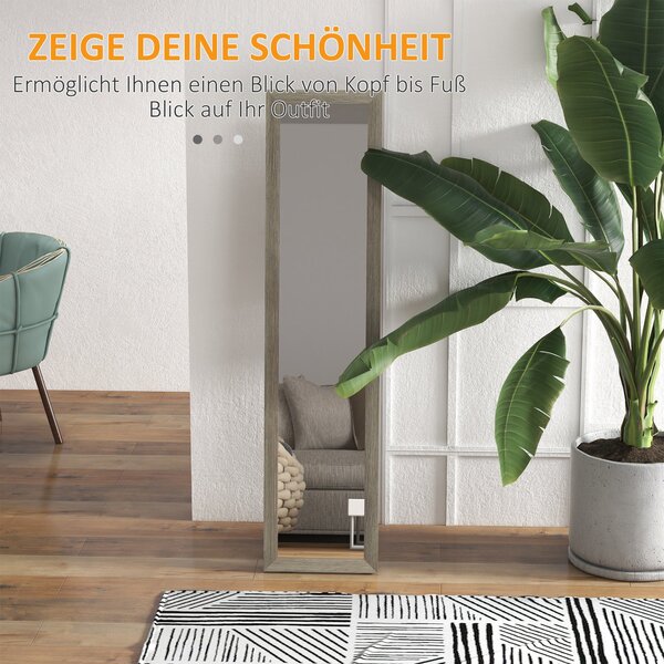 HOMCOM zrcadlo plné délky, 37 x 157 cm — nástěnné nebo volně stojící rámované zrcadlo do obývacího pokoje, ložnice nebo předsíně | Aosom