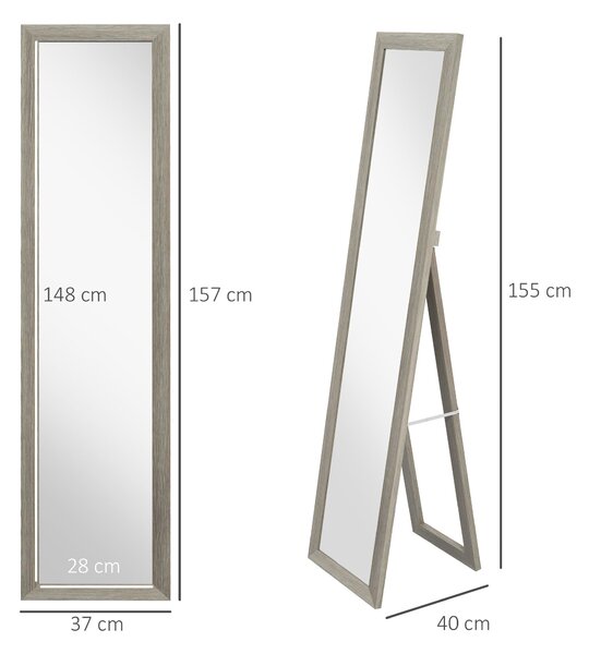 HOMCOM zrcadlo plné délky, 37 x 157 cm — nástěnné nebo volně stojící rámované zrcadlo do obývacího pokoje, ložnice nebo předsíně | Aosom
