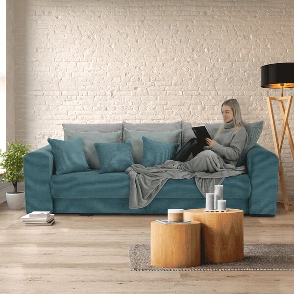 KONDELA Extra prostorná pohovka, modrá / mentolová / světle šedá, Gilena BIG SOFA