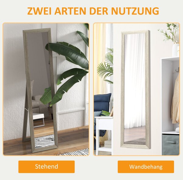 HOMCOM zrcadlo plné délky, 37 x 157 cm — nástěnné nebo volně stojící rámované zrcadlo do obývacího pokoje, ložnice nebo předsíně | Aosom