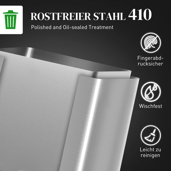 HOMCOM koš na odpad 20 L + 14 L — nerezový pedálový koš s měkkým dovíráním a vyjímatelnými kbelíky, stříbrný (32,5 x 31,5 x 78 cm) | Aosom