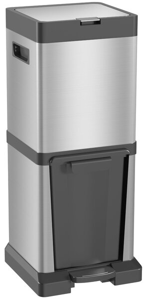 HOMCOM koš na odpad 20 L + 14 L — nerezový pedálový koš s měkkým dovíráním a vyjímatelnými kbelíky, stříbrný (32,5 x 31,5 x 78 cm) | Aosom