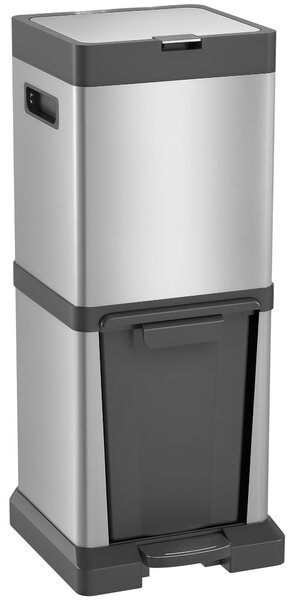 HOMCOM koš na odpad 20 L + 14 L — nerezový pedálový koš s měkkým dovíráním a vyjímatelnými kbelíky, stříbrný (32,5 x 31,5 x 78 cm) | Aosom