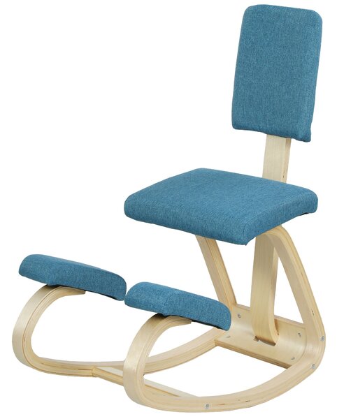 HOMCOM ergonomická klečící židle s opěrkou — březová kancelářská a meditační stolička (tmavě modrá) | Aosom