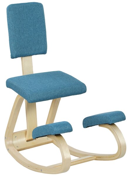 HOMCOM ergonomická klečící židle s opěrkou — březová kancelářská a meditační stolička (tmavě modrá) | Aosom