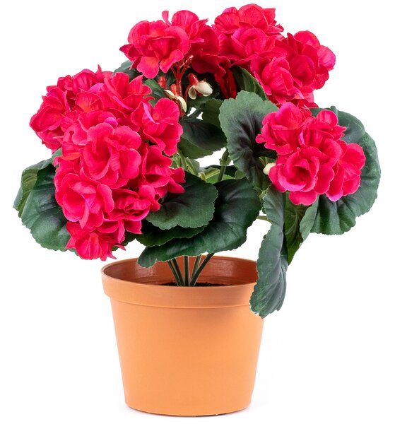 Umělá květina Muškát v květináči růžová, 26 x 10 x 10 cm