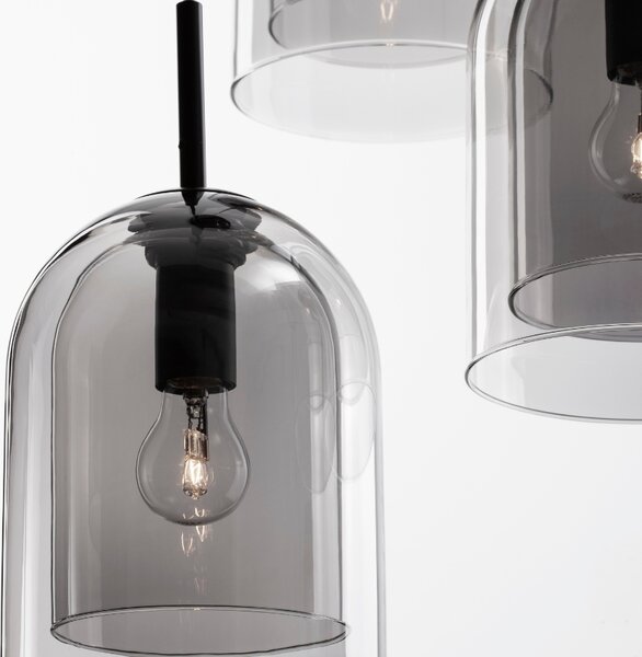 Kouřově šedé skleněné závěsné světlo Nova Luce Velor 30 cm